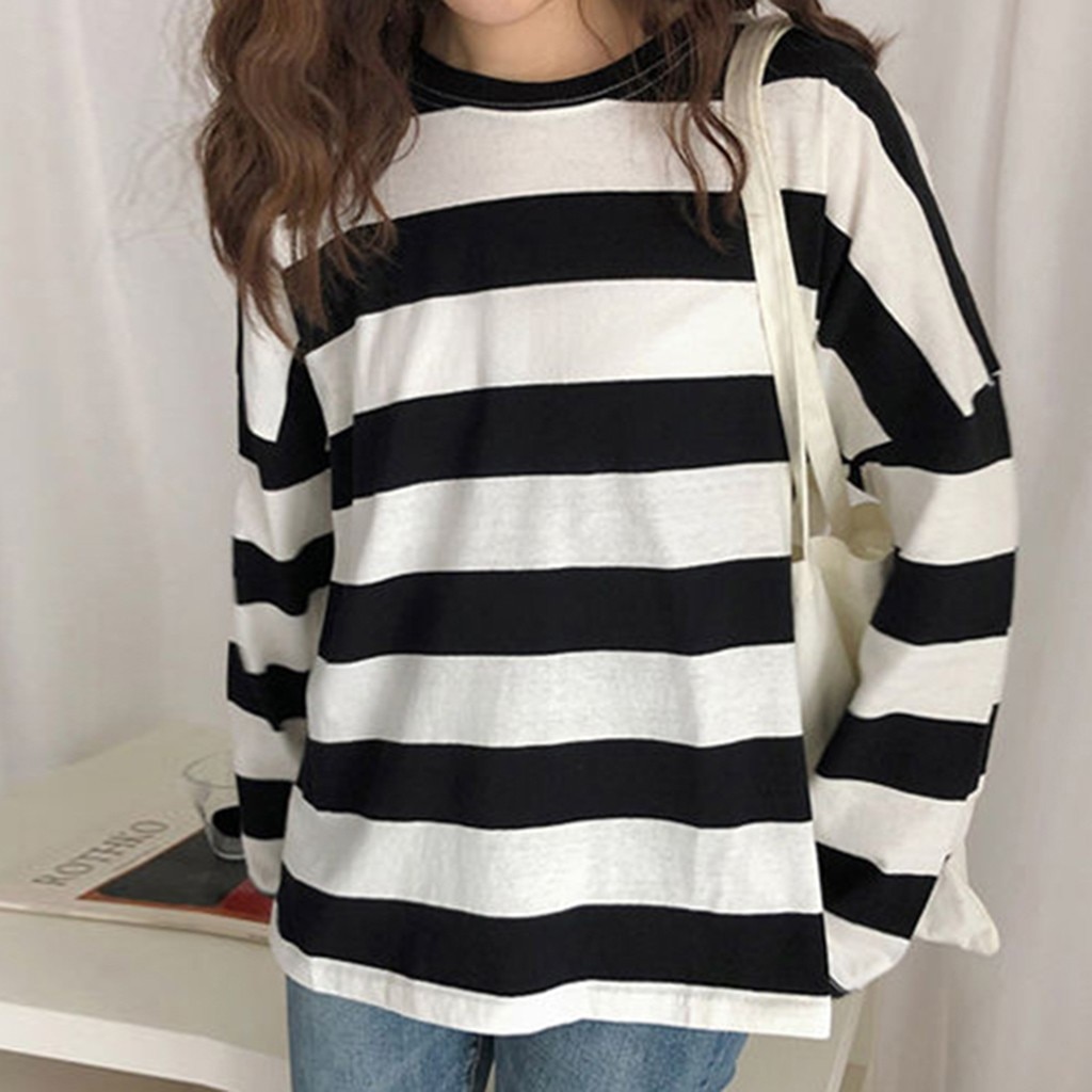 long sleeve striped shirt plus size