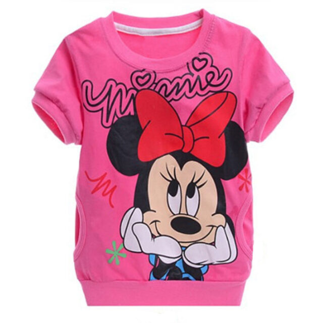 Pants Sets Summer 2T-3T 90 Pink Baby Girls Minnie Mouse T-Shirt Top Clothing